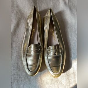 Salvatore Ferragamo 1990s Gold Loafers